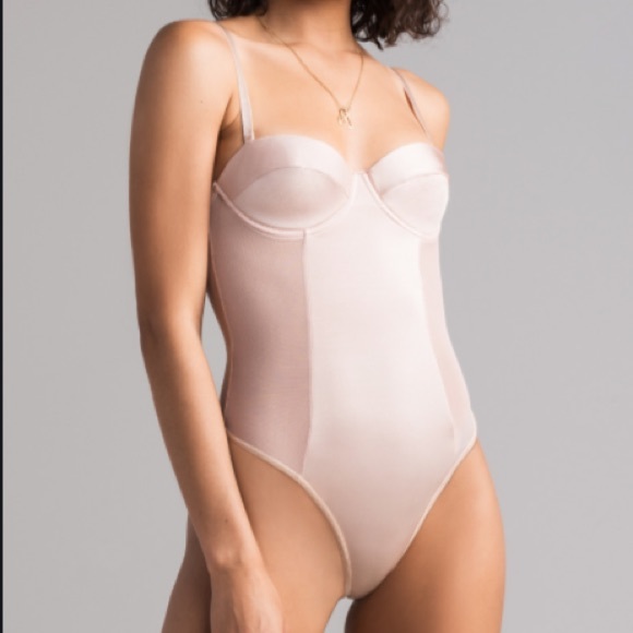 AKIRA Tops - Sheer mesh side padded high leg thong bodysuit M